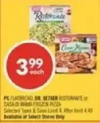 Shoppers Drug Mart pc flatbread, sir. becker ristorante or casa di mama frozen pizza offer