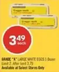 Shoppers Drug Mart Grade A large white eggs offer