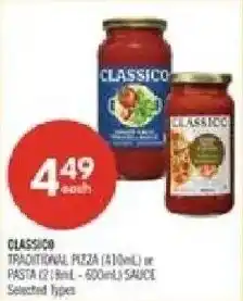 Shoppers Drug Mart Classico traditional pizza or pasta sauce offer