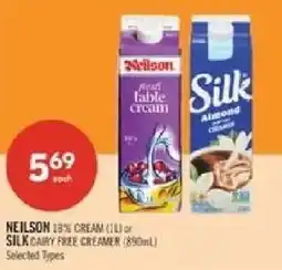 Shoppers Drug Mart Neilson 18% cream or Silk dairy free creamer offer