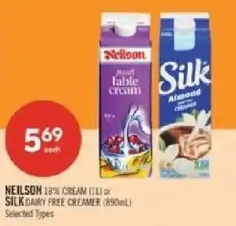 Shoppers Drug Mart Neilson 18% cream or Silk dairy free creamer offer