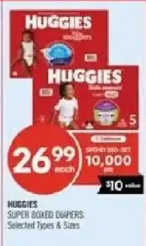 Shoppers Drug Mart Huggies super boxed diapers offer