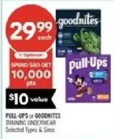Shoppers Drug Mart Pull-Ups or Goodnites training underwear offer