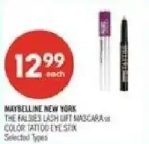 Shoppers Drug Mart maybelline new york the falsies lash lift mascara - all color tattoo eye stick offer