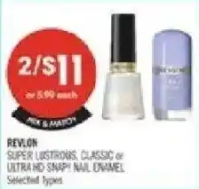 Shoppers Drug Mart Revlon super lustrous, classic or ultra red snap! nail enamel offer