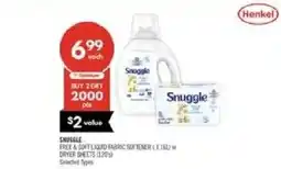 Shoppers Drug Mart Snuggle free & soft liquid fabric softener offer