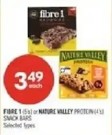 Shoppers Drug Mart Fibre 1 snack bars or Nature Valley protein snack bars offer