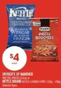 Shoppers Drug Mart Snyder's of Hanover pretzel pieces or kettle brand kettle cooked chips offer