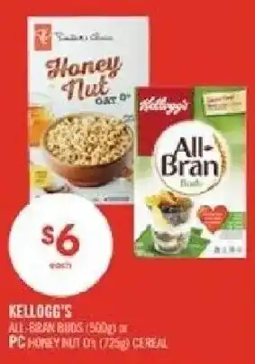 Shoppers Drug Mart Kellogg's All-Bran Buds or PC Honey Nut O's cereal offer