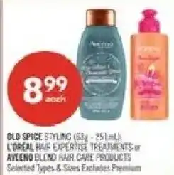 Shoppers Drug Mart Old Spice styling or L'Oreal hair expertise treatments or Aveeno blend hair care products offer