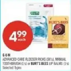 Shoppers Drug Mart Gum advanced care flosser picks or burt's bees lip balms offer