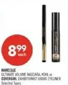 Shoppers Drug Mart marcelle ultimate volume mascara, kohl or covergirl exhibitionist liquid eyeliner offer