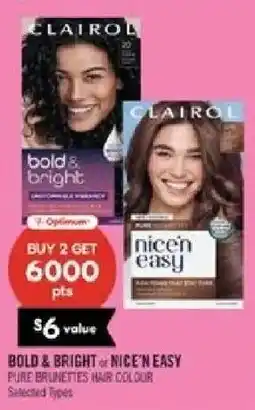 Shoppers Drug Mart Clairol bold & bright or nice'n easy pure brunettes hair colour offer
