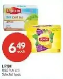 Shoppers Drug Mart Lipton iced tea 12's offer