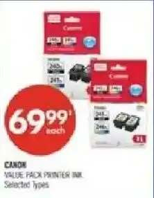 Shoppers Drug Mart Canon value pack printer ink offer