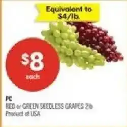 Shoppers Drug Mart PC red or green seedless grapes offer