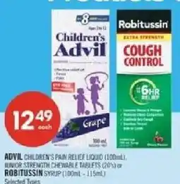 Shoppers Drug Mart Advil children's pain relief liquid or robitussin syrup offer
