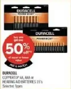 Shoppers Drug Mart Duracell copper top aa aaa hearing aid batteries offer