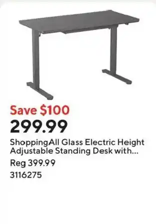 ShoppingAll Glass Electric Height Adjustable Standing Desk