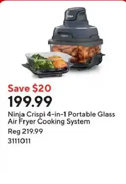 Staples Ninja Crispi 4-in-1 Portable Glass Air Fryer Cooking System offer