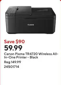 Staples Canon Pixma TR4720 Wireless All-In-One Printer - Black offer