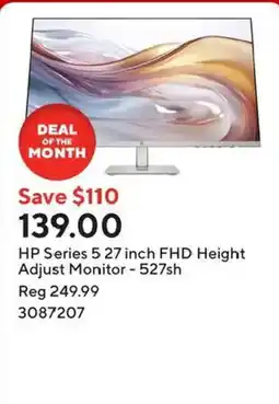 Staples Hp series 5 27 inch fhd height adjust monitor - 527sh offer