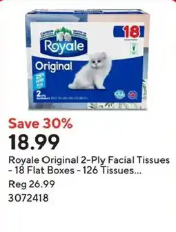 Staples Royale original 2-ply facial tissues offer