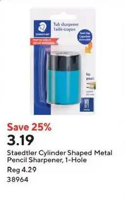 Staples Staedtler Cylinder Shaped Metal Pencil Sharpener, 1-Hole offer