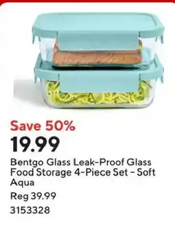 Staples Bentgo Glass Leak-Proof Glass Food Storage 4-Piece Set - Soft Aqua offer