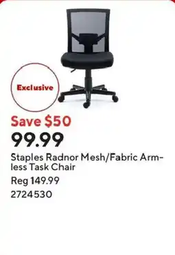 Staples Staples Radnor Mesh/Fabric Armless Task Chair offer