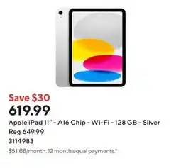 Staples Apple iPad 11" - A16 Chip - Wi-Fi - 128 GB - Silver offer