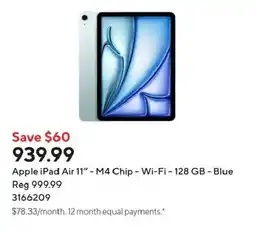 Staples Apple iPad Air 11" - M4 Chip - Wi-Fi - 128 GB - Blue offer