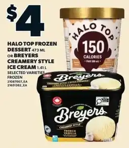Zehrs Markets Halo Top frozen dessert or Breyers creamery style ice cream offer