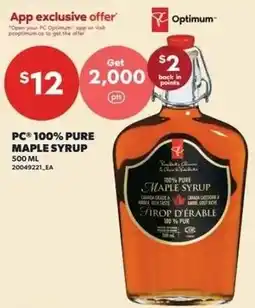 Zehrs Markets PC 100% pure maple syrup offer