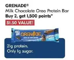 Shoppers Drug Mart Grenade milk chocolate oreo protein bar offer