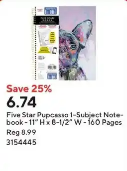 Staples Five Star Pupcasso 1-Subject Notebook offer