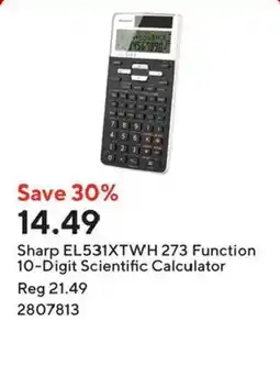 Staples Sharp EL531XTWH 273 Function 10-Digit Scientific Calculator offer