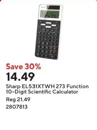 Staples Sharp EL531XTWH 273 Function 10-Digit Scientific Calculator offer