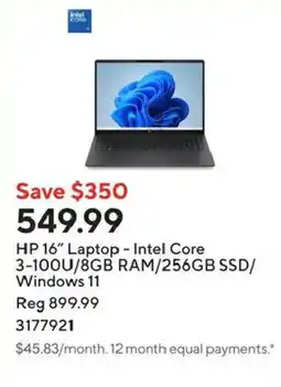Staples Hp 16" laptop offer