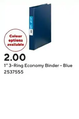 Staples 1" 3-Ring Economy Binder - Blue offer