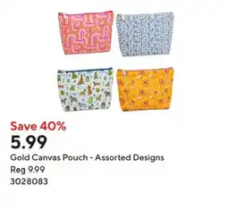Staples Gold Canvas Pouch - Assorted Designs offer
