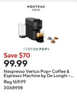 Staples Nespresso Vertuo Pop+ Coffee & Espresso Machine by De Longhi offer