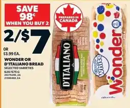 Zehrs Markets Wonder or d'italiano bread offer