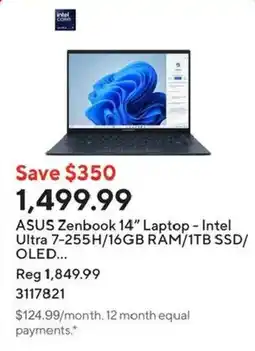 Staples Asus zenbook 14" laptop offer