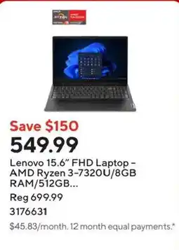 Staples Lenovo 15.6" FHD Laptop offer