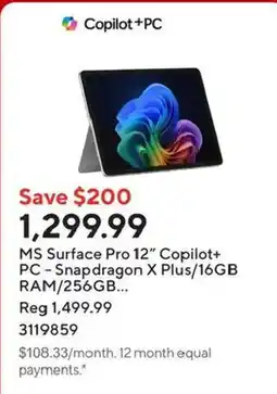 Staples Microsoft Surface Pro 12" Copilot+ PC offer