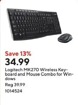Staples Logitech mk270 wireless keyboard and mouse combo for windows offer