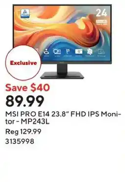 Staples msi pro e14 23.8" fhd ips monitor - mp243l offer