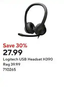 Staples Logitech USB Headset H390 offer