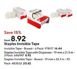 Staples Staples Invisible Tape offer